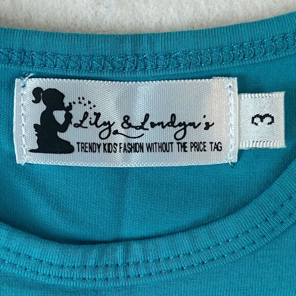 Lily & Londyn's Dress Girls Size 3T Aqua Cheetah‎ Print Tiered Long Sleeve - Picture 3 of 3